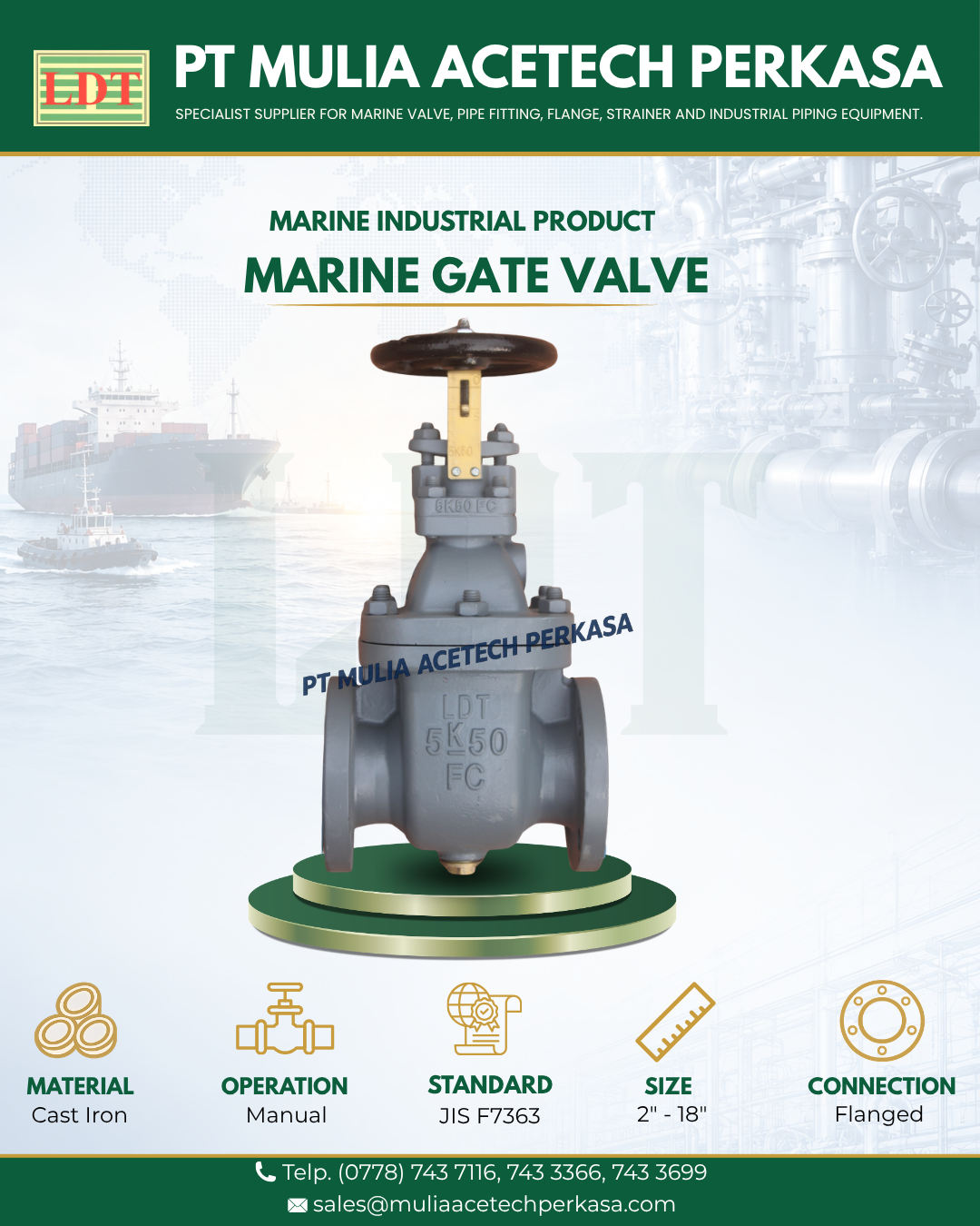 Marine Gate Valve 5K Cast Iron JIS F7363