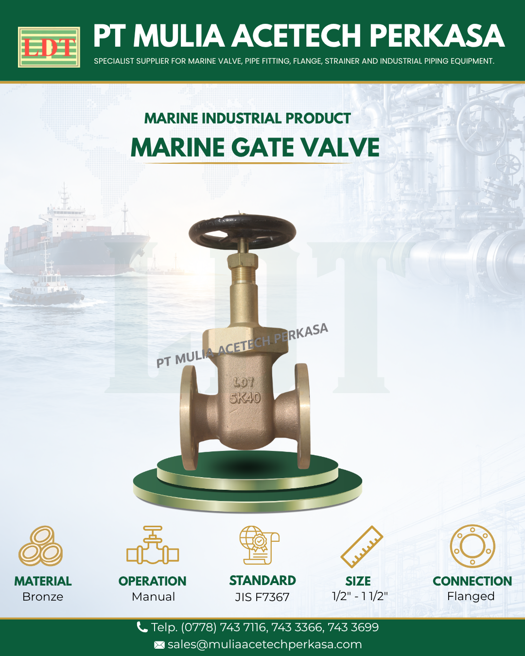 Marine Gate Valve 5K Bronze JIS F7367