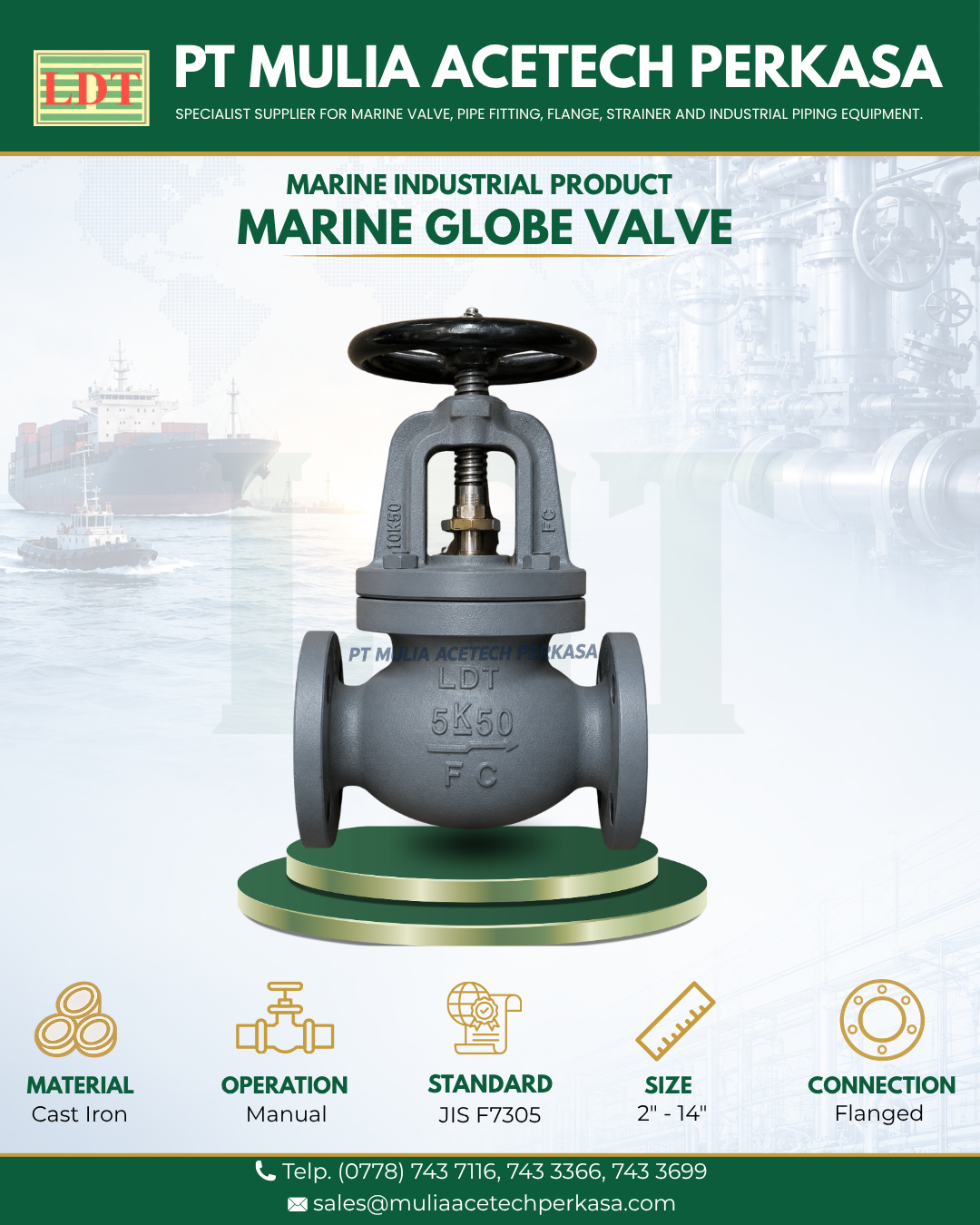 (JIS) - Marine Globe Valve 5K Cast Iron JIS F7305