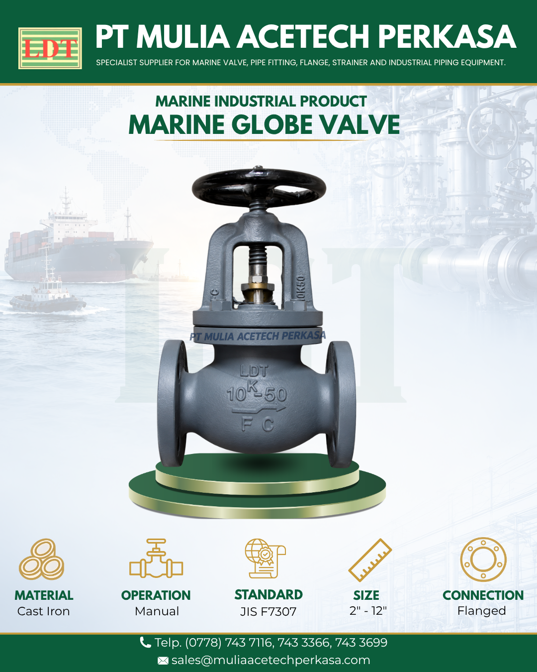 (JIS) - Marine Globe Valve 10K Cast Iron JIS F7307