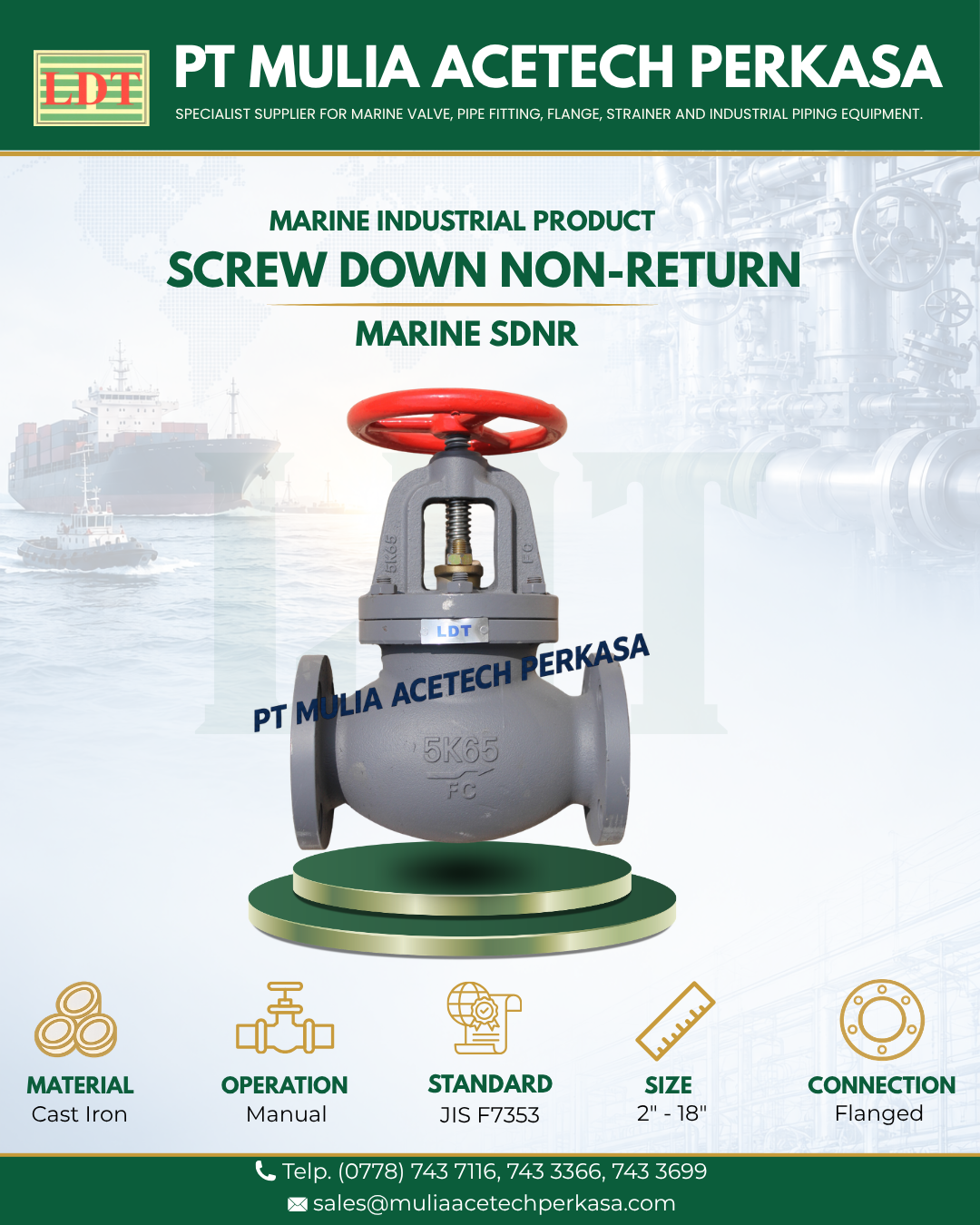 (JIS) - Screw Down Non-Return (SDNR) 5K Cast Iron JIS F7353