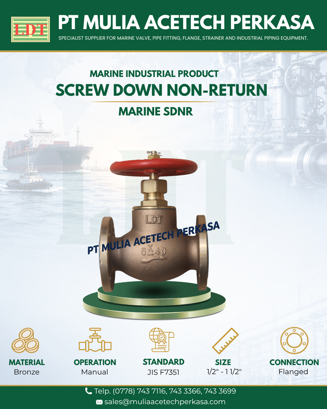 (JIS) - Screw Down Non-Return (SDNR) 5K Bronze JIS F7351