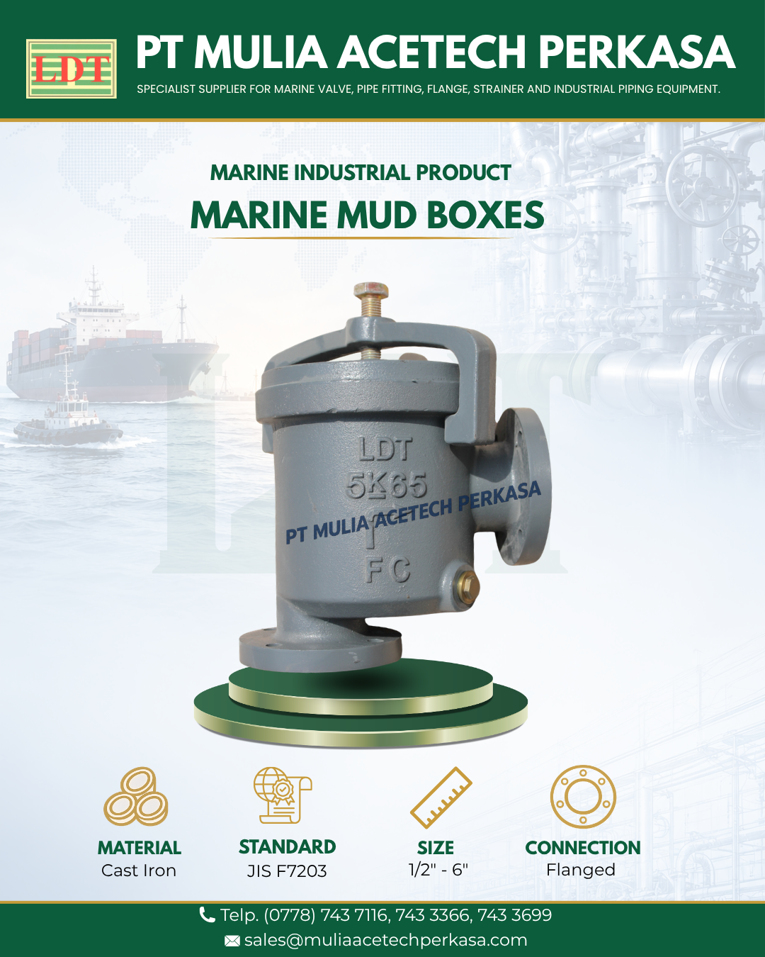 (JIS) - Marine Mud Box 5K Cast Iron JIS F7203