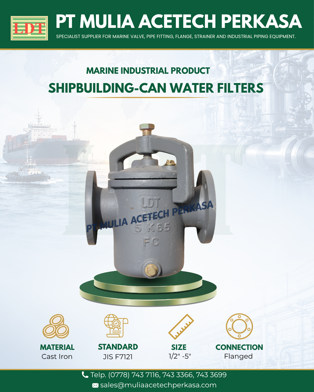 (JIS) - Shipbuilding-Can Water Filters 5K Cast Iron JIS F7121