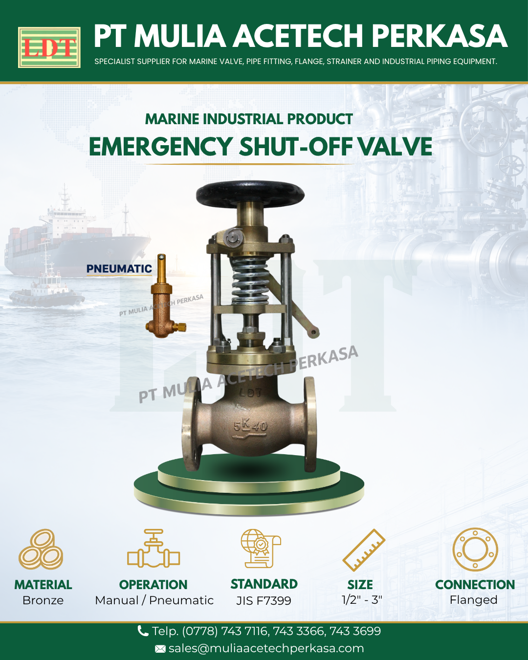 (JIS) - Emergency Shut-Off Valve 5K Bronze JIS F7399